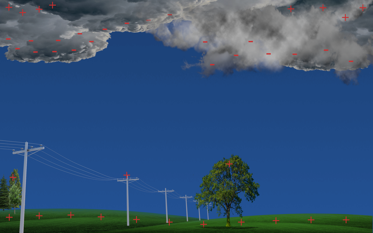 Distribution of the electric charge during the storm