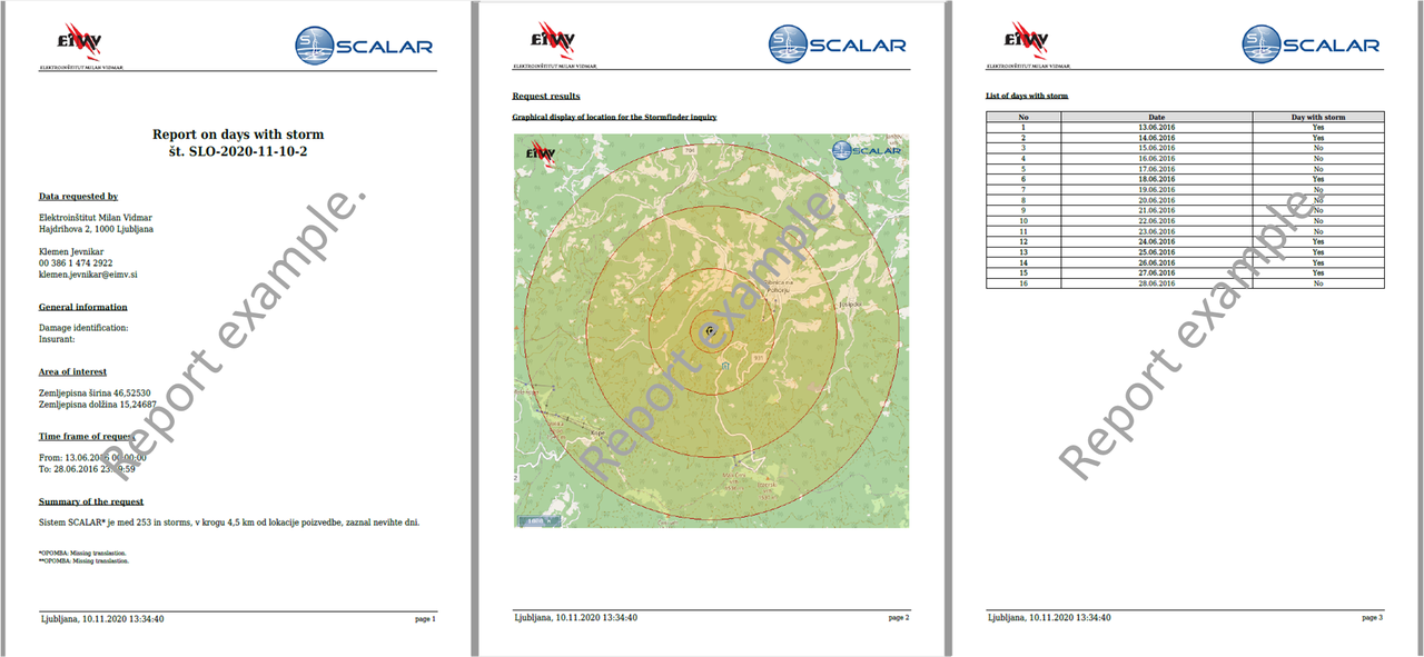 Stormfinder report example.